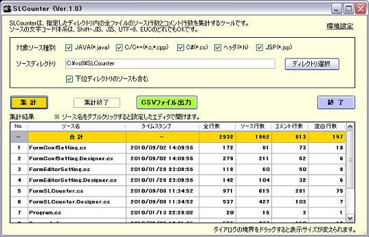 [集計実行後の画面]